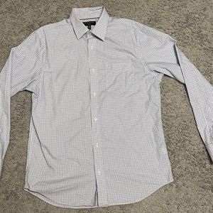 Banana Republic Button Up Mens Large 16 1/2 34-35 White Pink Blue Non Iron Slim